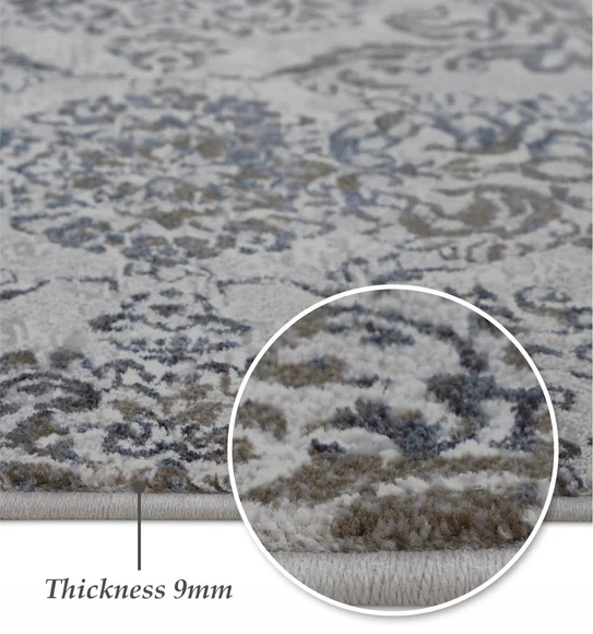 Platinum Classical Machine Made Carpet Grey and Blue