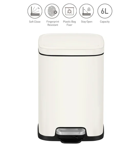 EKO 9384 Stella Fingerprint Resistant Step Bin White