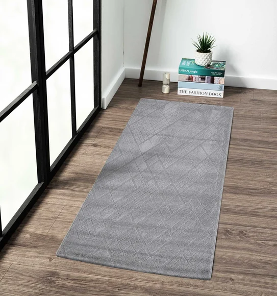 Trentino Abstract Machine Made Runner Grey