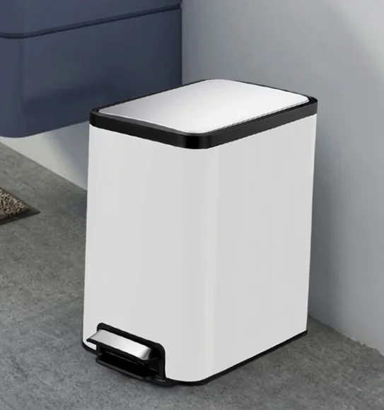 EKO 9376 Eco Slim Stainless Steel Fingerprint Resistant Step Bin White