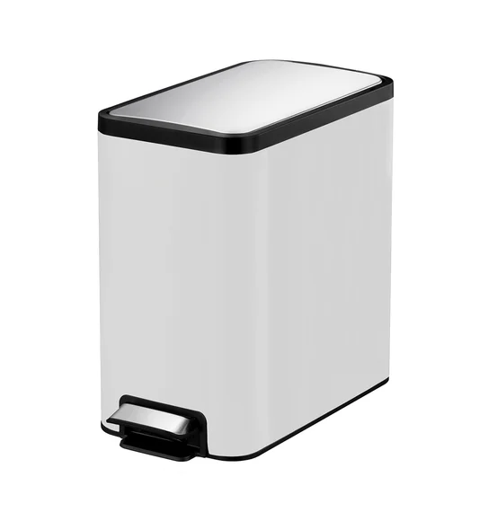 EKO 9376 Eco Slim Stainless Steel Fingerprint Resistant Step Bin White
