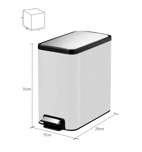 EKO 9376 Eco Slim Stainless Steel Fingerprint Resistant Step Bin White