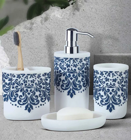 Alvina Polyresin Bath Set White