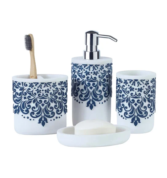 Alvina Polyresin Bath Set White