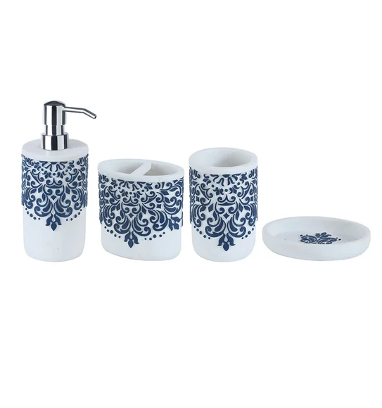 Alvina Polyresin Bath Set White