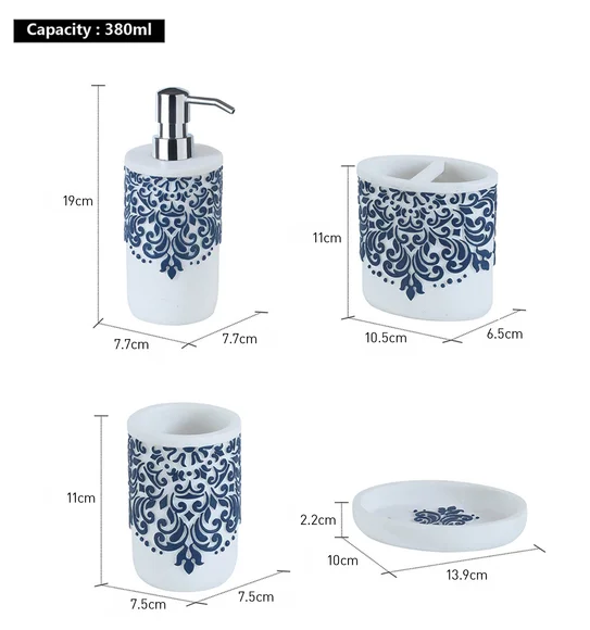Alvina Polyresin Bath Set White