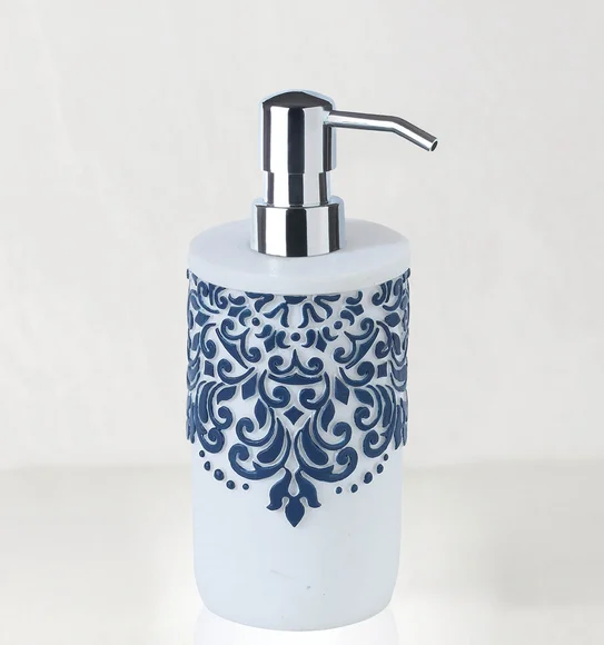 Alvina Polyresin Soap Dispenser White Blue