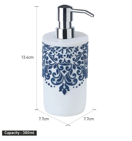 Alvina Polyresin Soap Dispenser White Blue