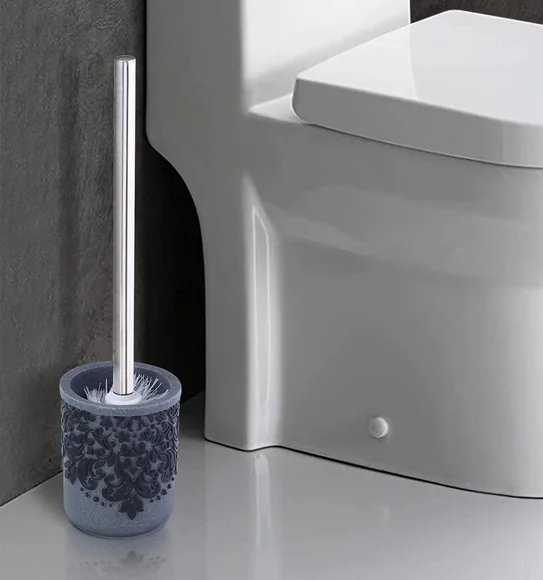Alvina Polyresin Toiletbrush Holder Black Grey