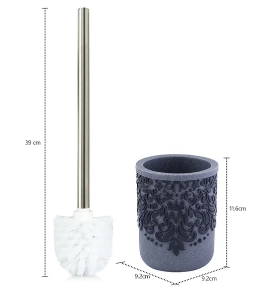 Alvina Polyresin Toiletbrush Holder Black Grey