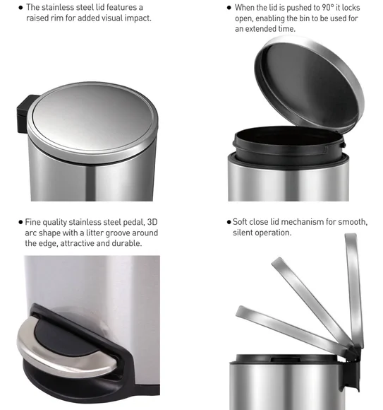 EKO 9115 Artistic Soft Close Fingerprint Resistant Step Bin Metallic