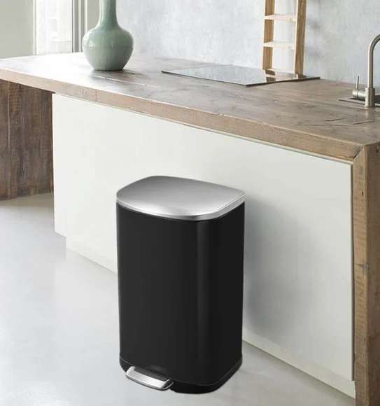 EKO 9366 Della Brushed Stainless Steel Step Bin Black