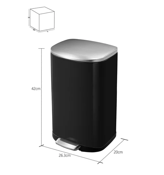 EKO 9366 Della Brushed Stainless Steel Step Bin Black