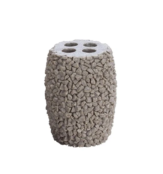 Alvina Polyresin Textured Bath Set Dark Grey