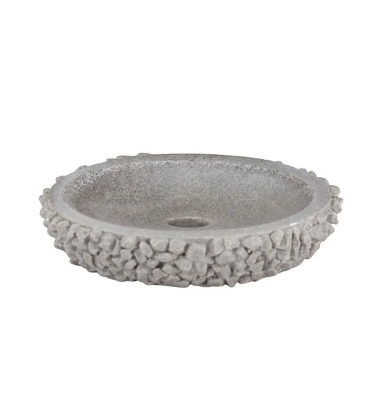 Alvina Polyresin Textured Bath Set Dark Grey