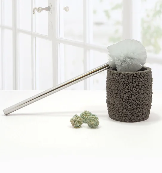 Alvina Polyresin Textured Toiletbrush Holder D.Grey