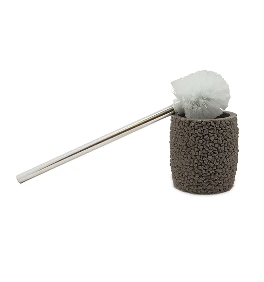 Alvina Polyresin Textured Toiletbrush Holder D.Grey