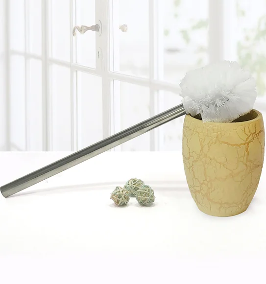 Alvina Polyresin Toiletbrush Holder Beige Gold