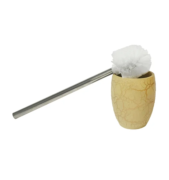 Alvina Polyresin Toiletbrush Holder Beige Gold