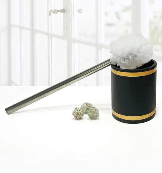 Alvina Polyresin Toiletbrush Holder Gold Black