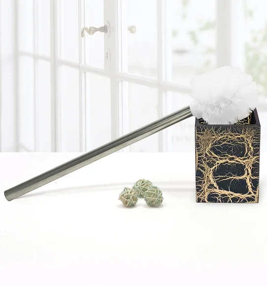 Alvina Polyresin Toiletbrush Holder Black Gold