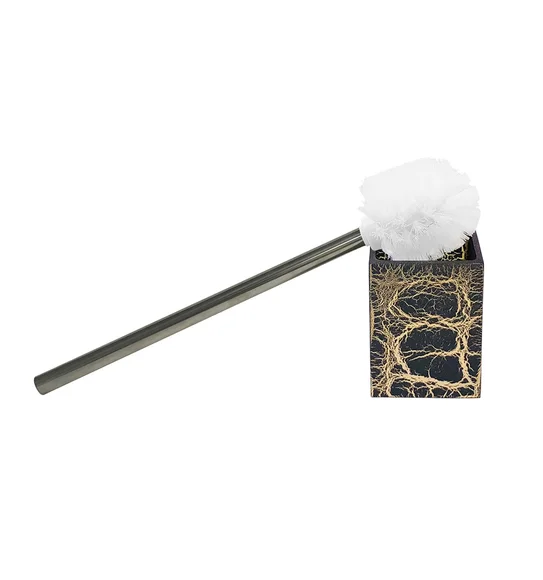 Alvina Polyresin Toiletbrush Holder Black Gold
