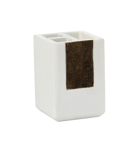 Alvina Polyresin Bath Set White With Brown