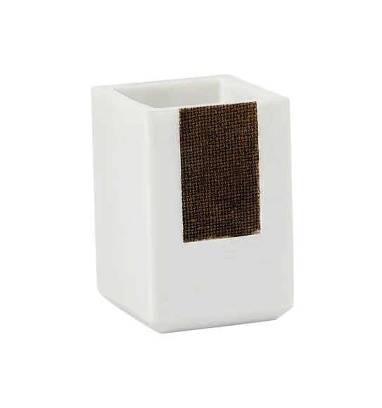 Alvina Polyresin Bath Set White With Brown