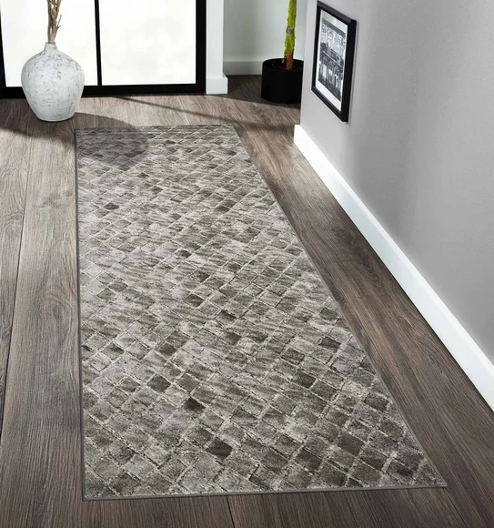 Matrix Geometric Runner Brown and Cream