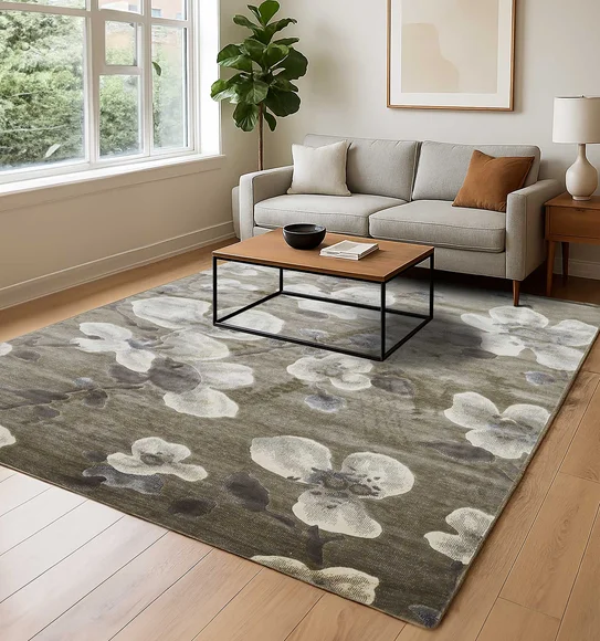 Matrix Floral Carpet Olive and Cream