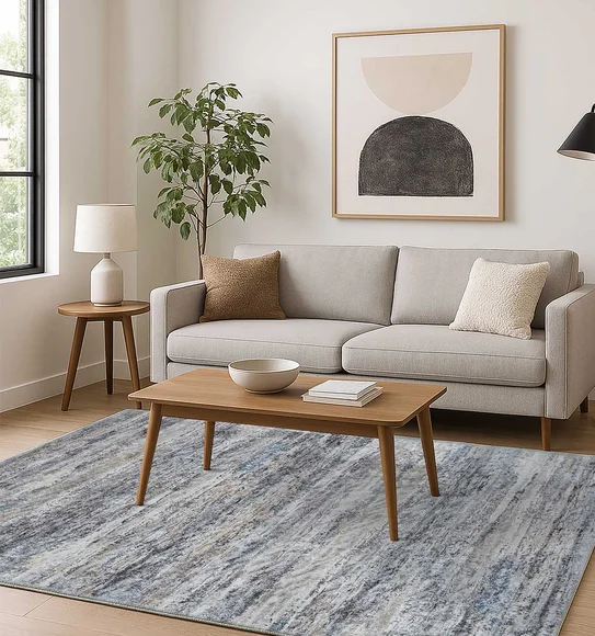 Matrix Abstract Carpet Cream and L.Blue