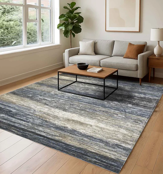 Matrix Abstract Carpet Blue and Cream