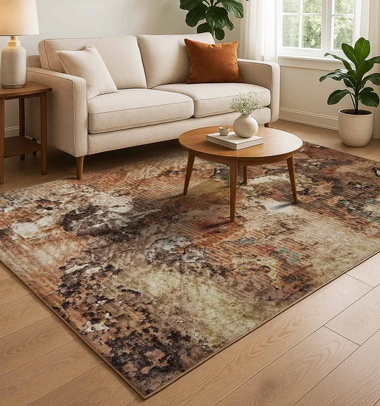 Matrix Abstract Carpet Rust and Cream