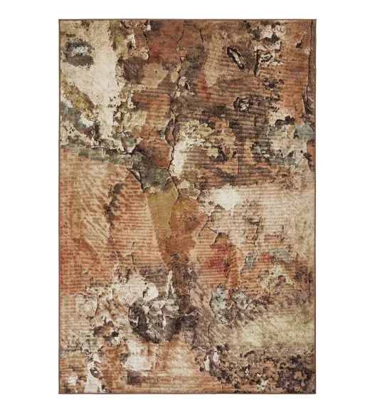 Rust and Cream Abstract Pattern  Viscose Carpet, 200x290 cm