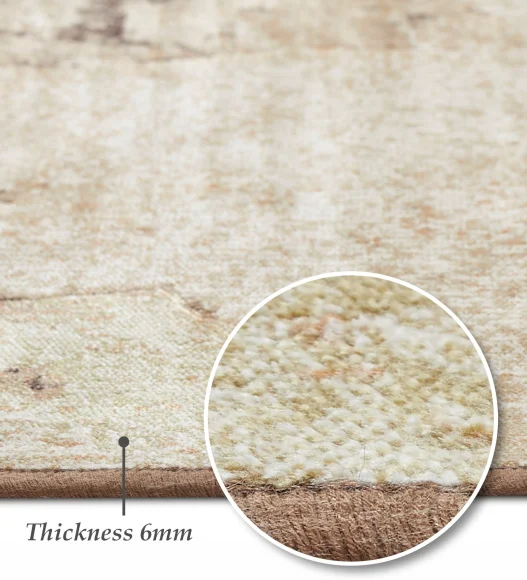 Rust and Cream Abstract Pattern  Viscose Carpet, 200x290 cm