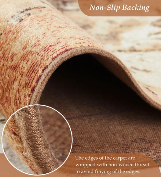 Rust and Cream Abstract Pattern  Viscose Carpet, 200x290 cm