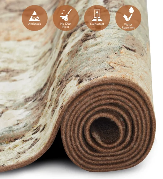 Rust and Cream Abstract Pattern  Viscose Carpet, 200x290 cm
