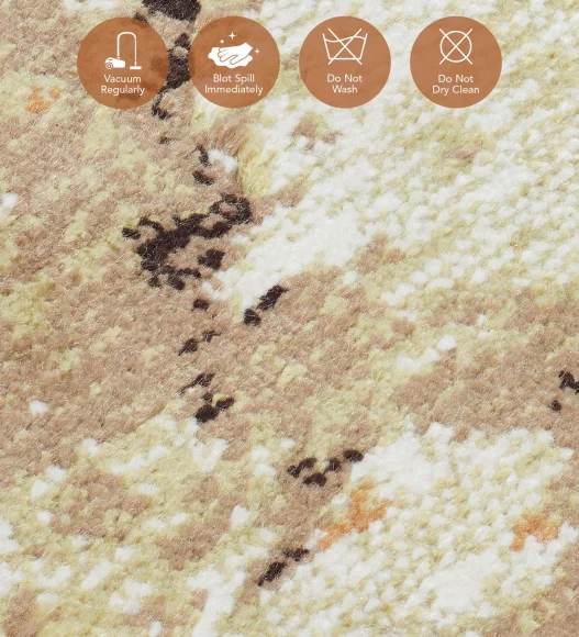 Rust and Cream Abstract Pattern  Viscose Carpet, 200x290 cm