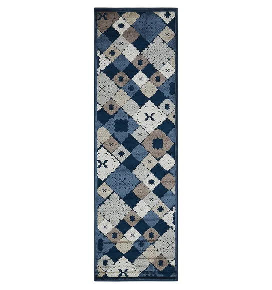Genova Classical Runner Blue and Cream