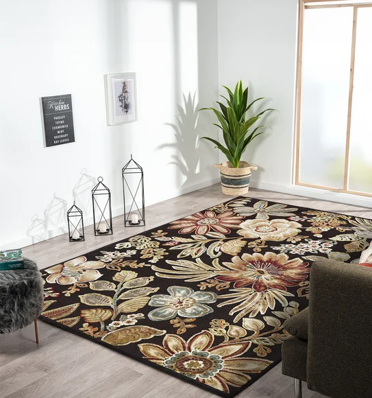 Genova Floral Carpet Brown