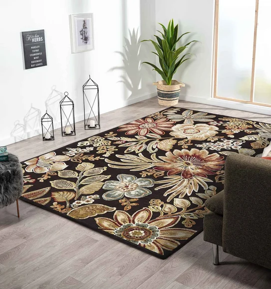 Genova Floral Carpet Brown