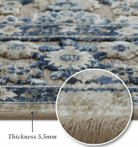 Genova Classical Carpet Blue and Beige