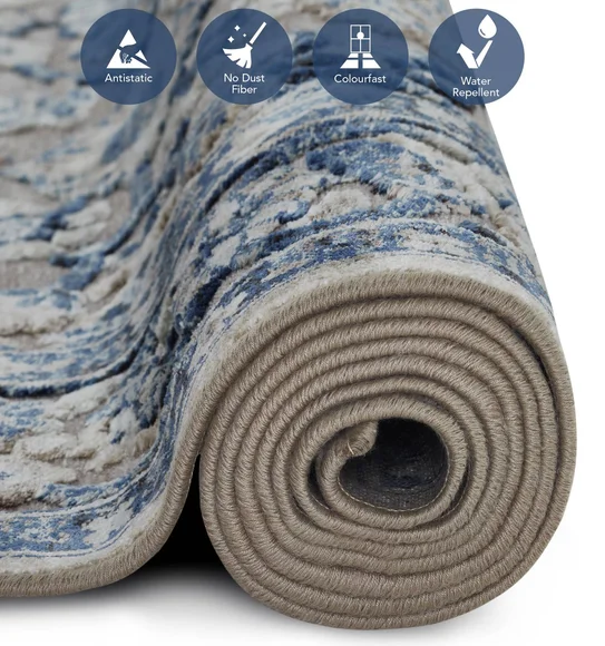 Genova Classical Carpet Blue and Beige