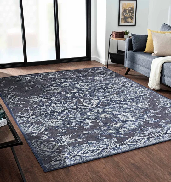 Genova Classical Carpet Blue and Grey