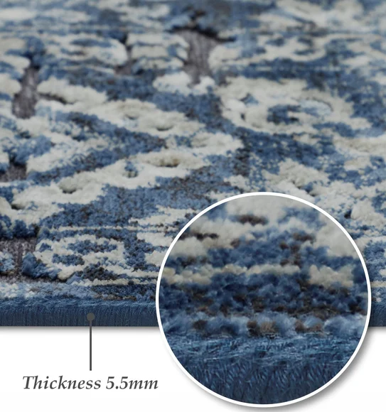 Genova Classical Carpet Blue and Grey
