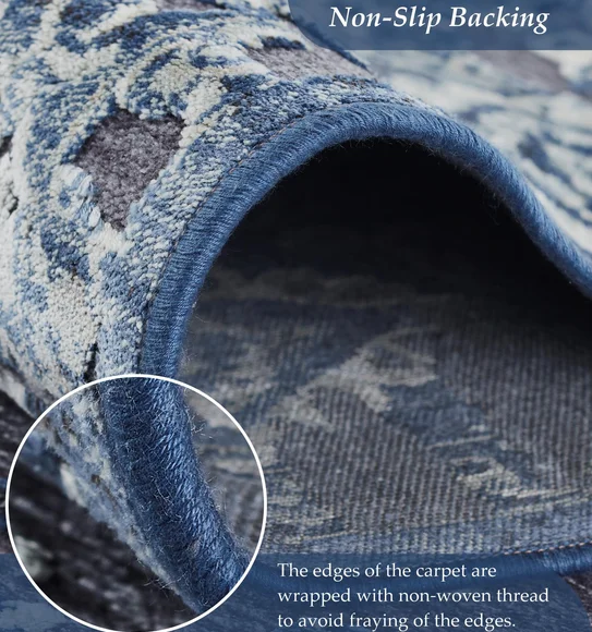 Genova Classical Carpet Blue and Grey