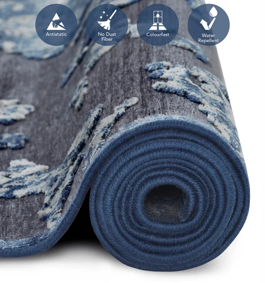 Genova Classical Carpet Blue and Grey