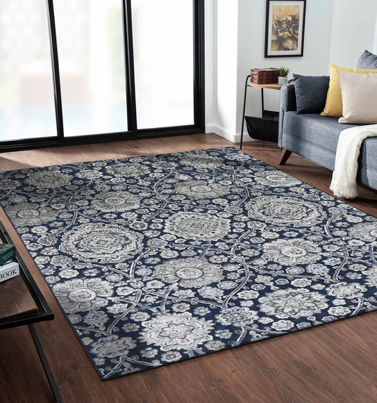 Genova Neo Classical Carpet Blue and Cream