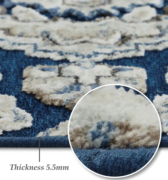 Genova Neo Classical Carpet Blue and Cream