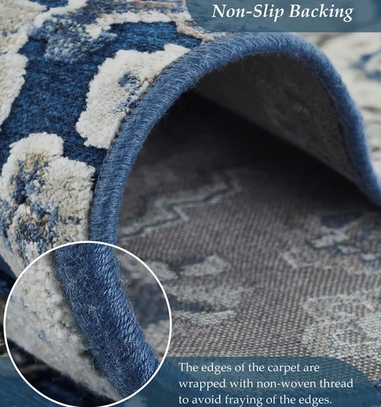 Genova Neo Classical Carpet Blue and Cream